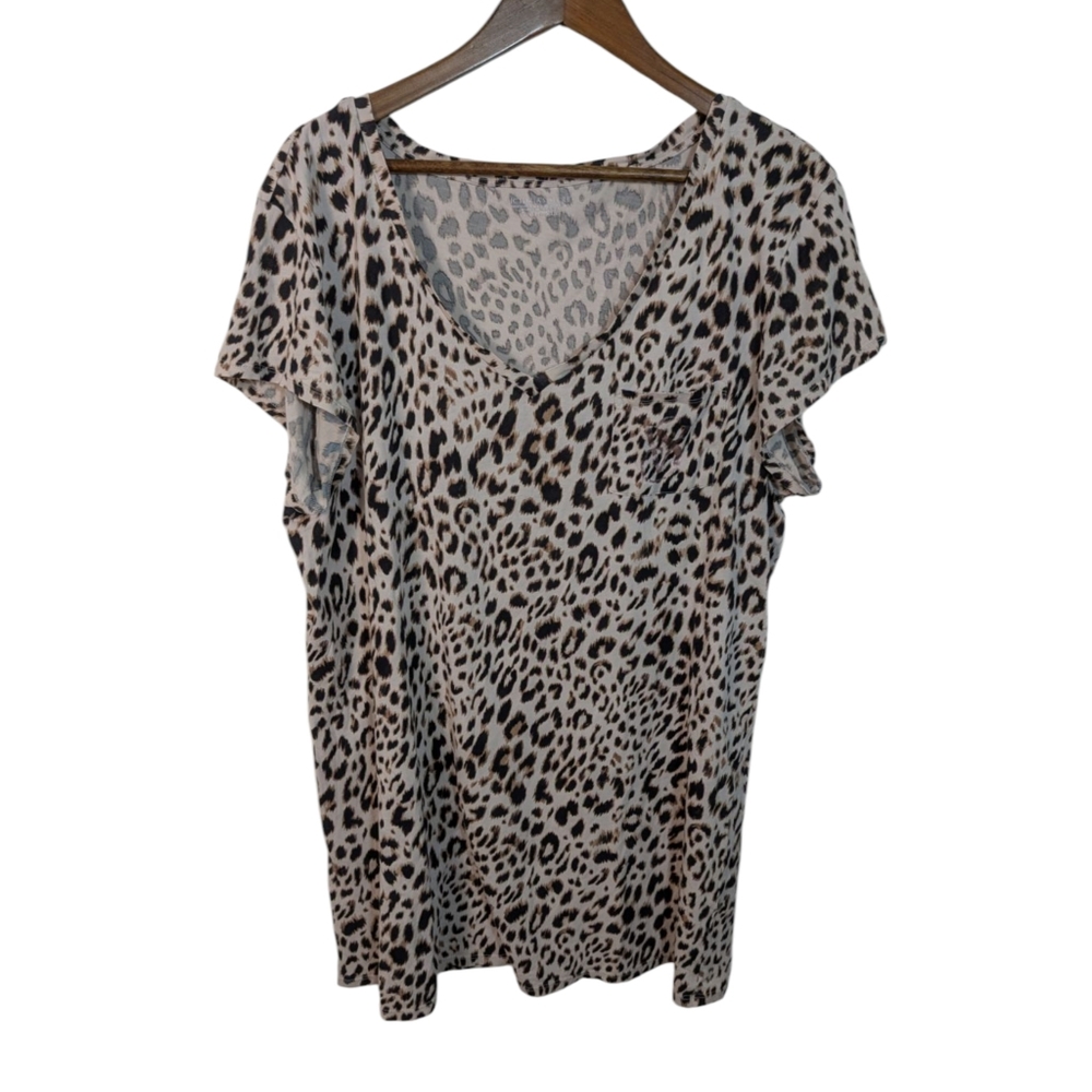 Victoria's Secret Leopard Print Cotton V Neck Sleep Tee Shirt Mini Dress